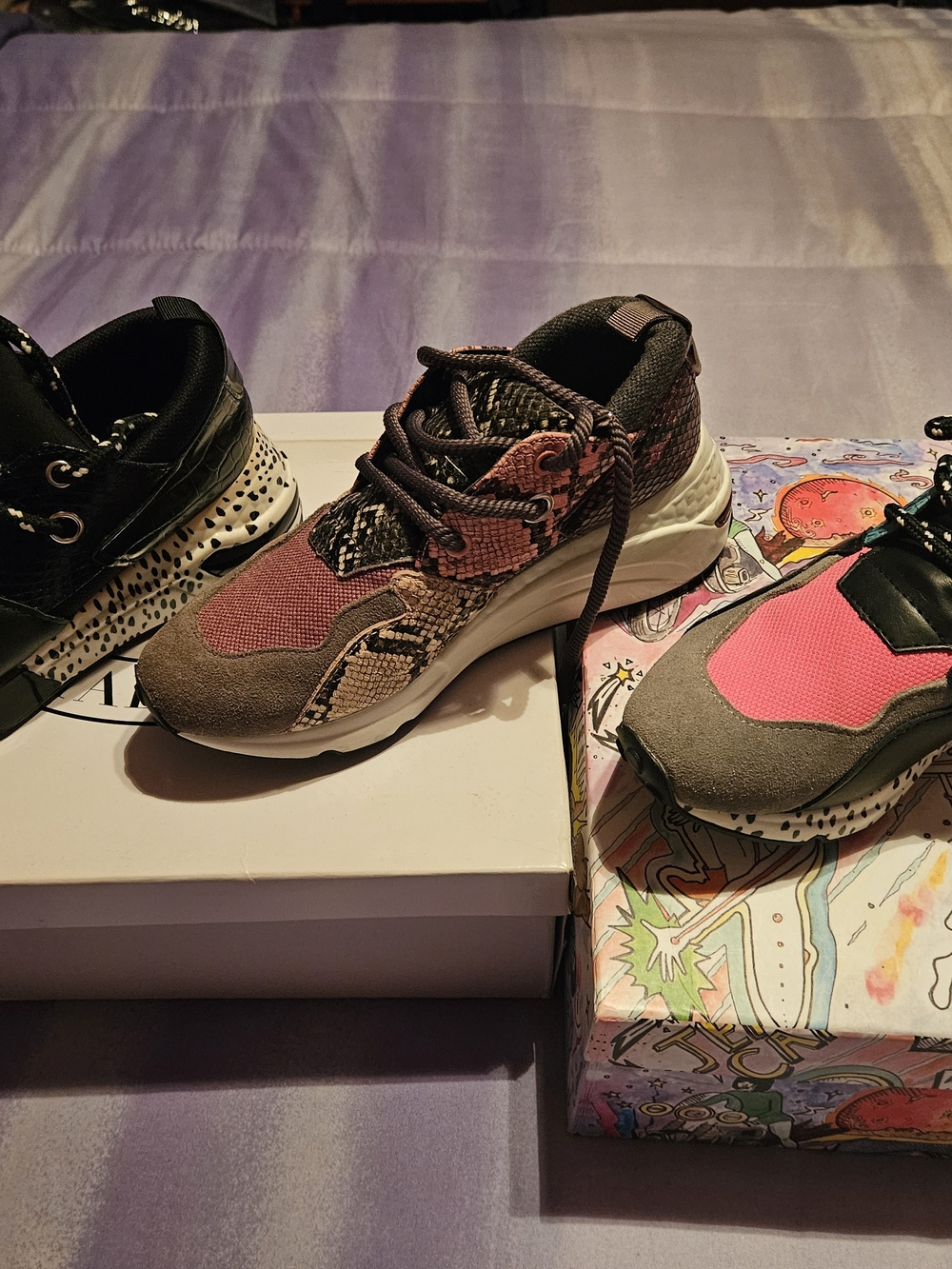 Steve Madden Pink and Gray Snake-Print Athletic Sneakers SOLD SEPERATELY